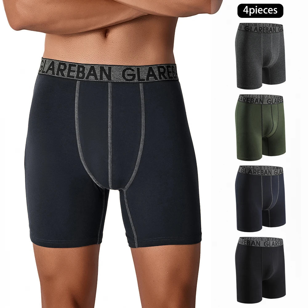 4 pièces ensemble mi-long Boxer Shorts sous-vêtements masculins coton respirant hommes caleçons pour hommes Homme Boxershorts glisse culotte douce MAEJORKEN
