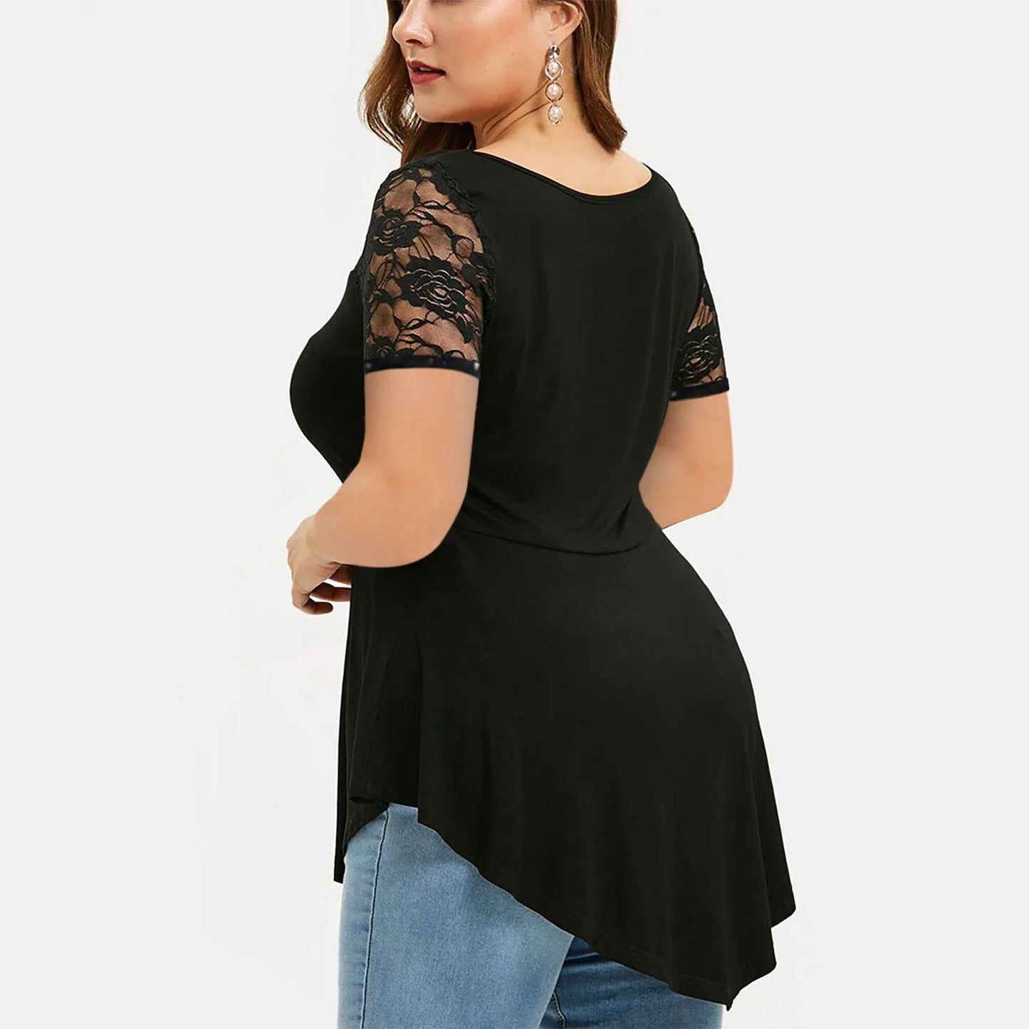 T-shirt à manches courtes en dentelle