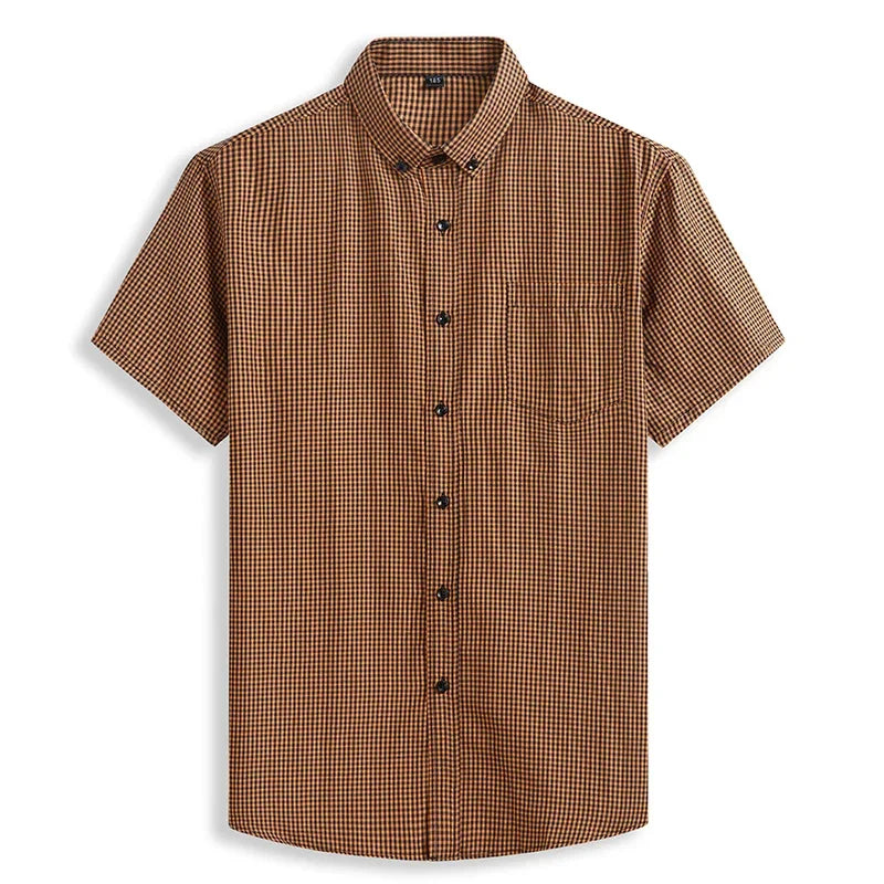 Chemises à carreaux confortables manches courtes, pur coton grande taille du M au 8XL