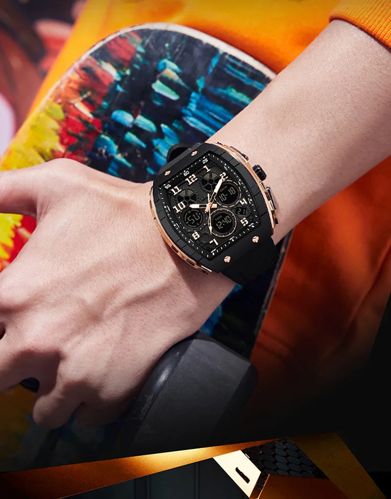 2025 marque hommes montre électronique montre numérique multifonctionnel réveil mode tendance Silicone étanche mâle mode horloge MAEJORKEN