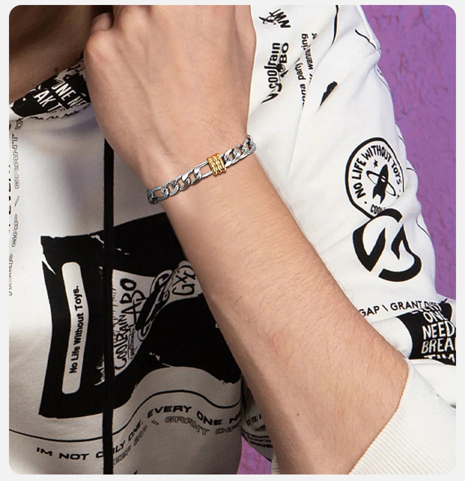 Vnox – Bracelets élégants en chaîne de corde avec breloques en Tubes, Bracelets à maillons cubains simples, bijoux de bracelet tendance en acier inoxydable MAEJORKEN