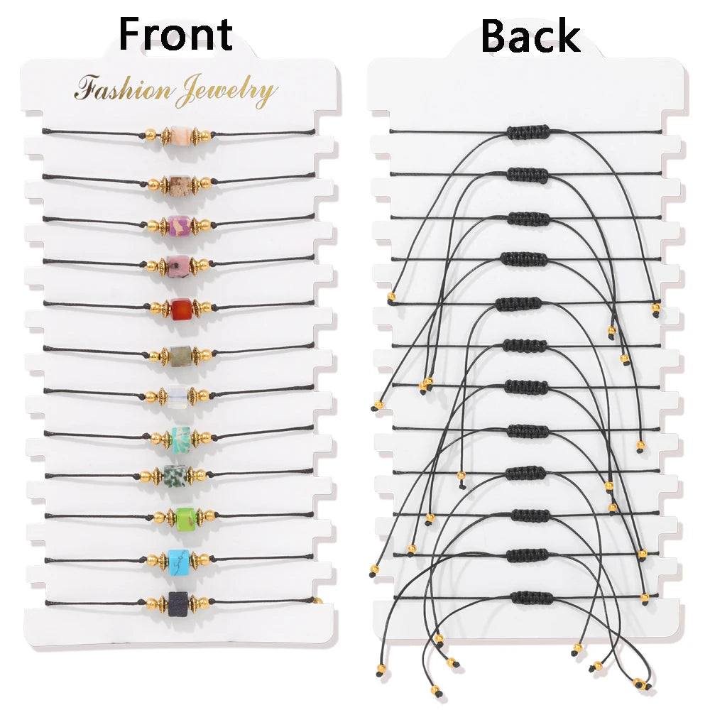 12 pièces/ensemble coloré pierre naturelle tressé Bracelet guérison cristal à la main Bracelets porte-bonheur Bracelets bijoux femmes hommes cadeaux MAEJORKEN