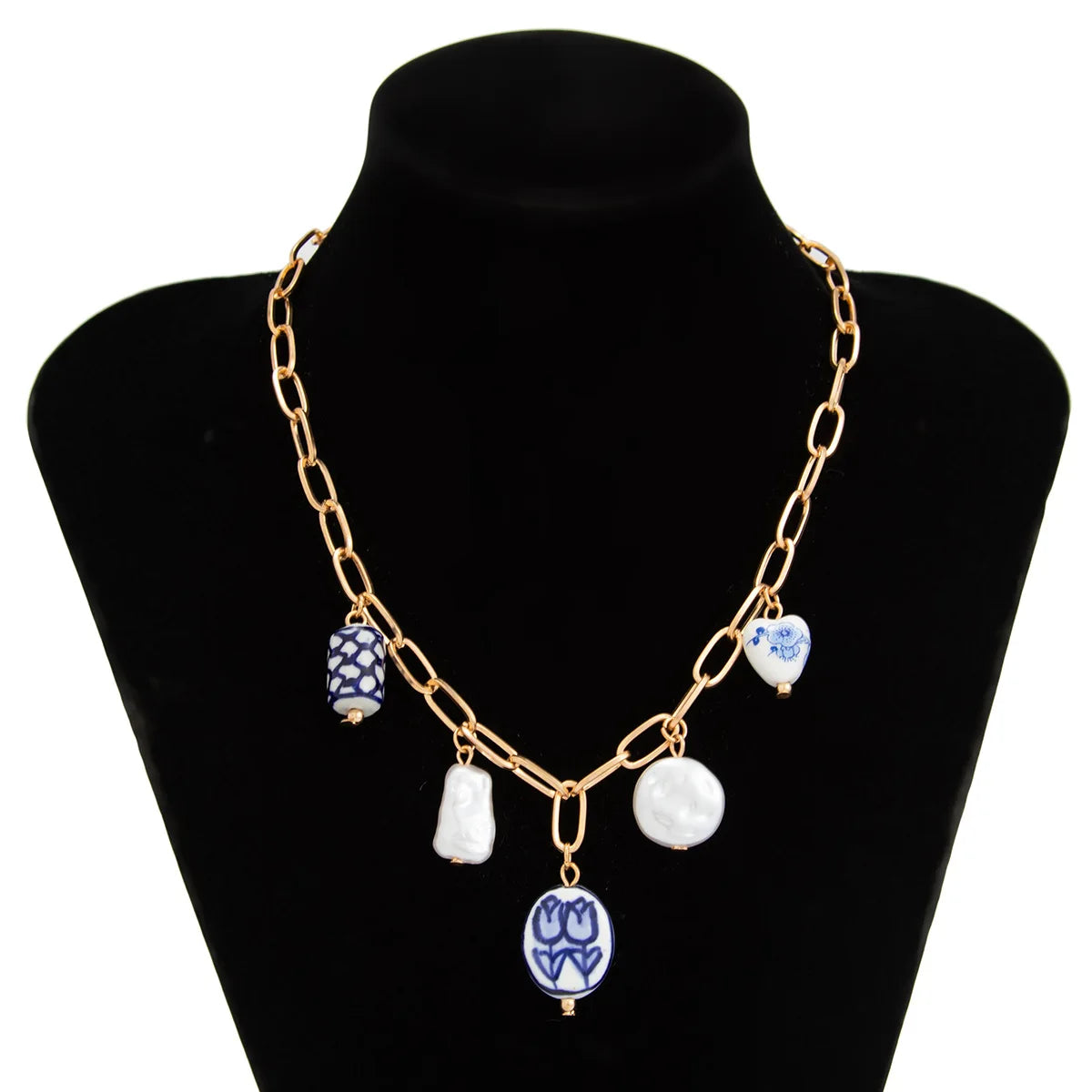 Mode géométrie chaîne Barlot Imitation perle pendentif collier pour les femmes vacances océan style à la main clavicule chaîne N0511 MAEJORKEN