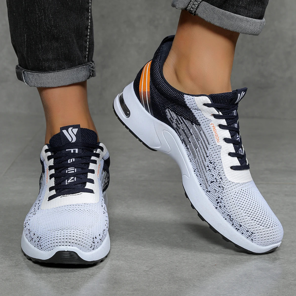 Chaussures pour hommes, chaussures décontractées pour hommes, maille respirante, chaussures de sport à la mode à coussin d'air, à semelles souples et à blocs de couleur MAEJORKEN