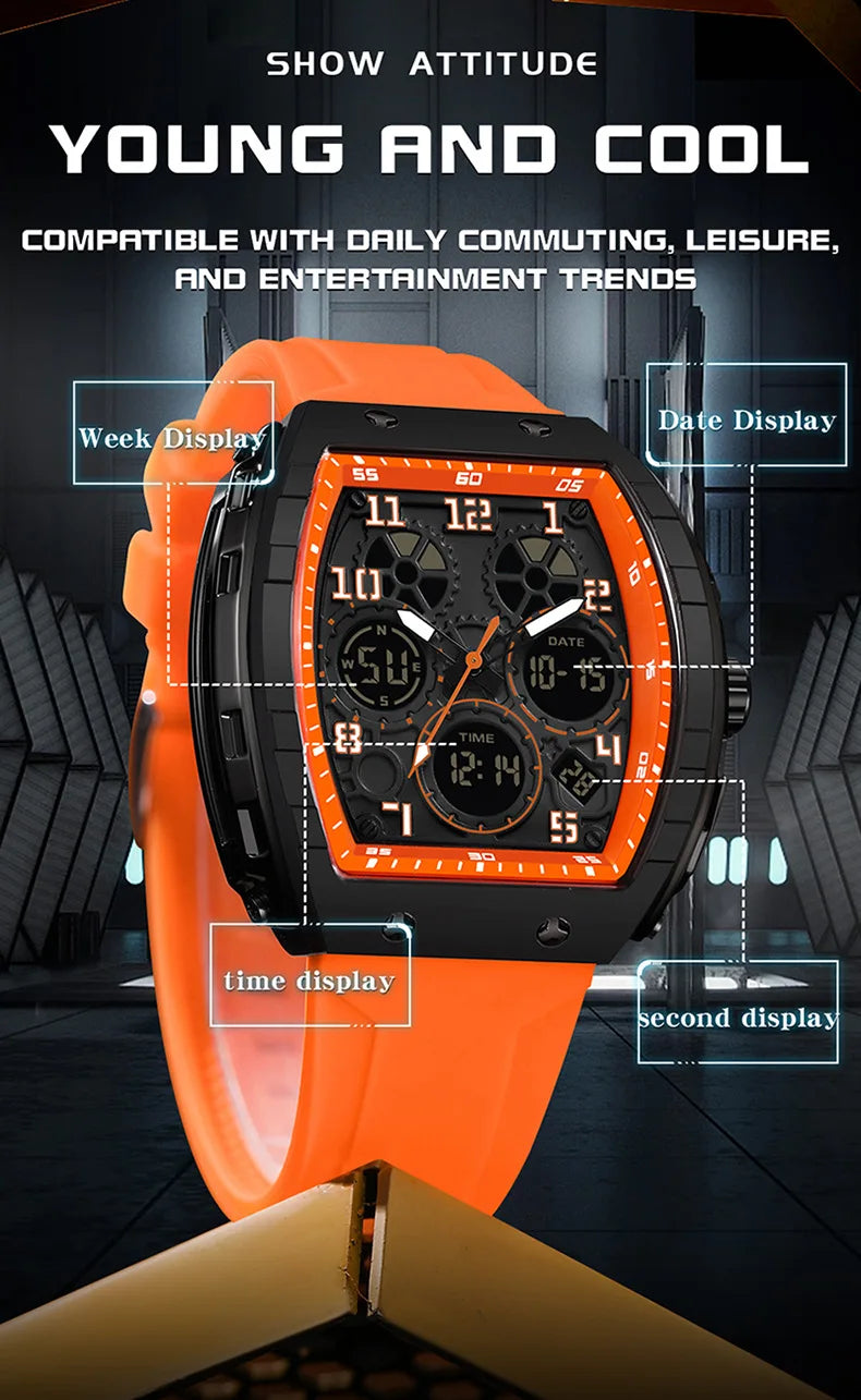 2025 marque hommes montre électronique montre numérique multifonctionnel réveil mode tendance Silicone étanche mâle mode horloge MAEJORKEN