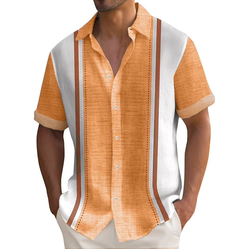 Chemise à manches courtes revers rétro du S au 5XL