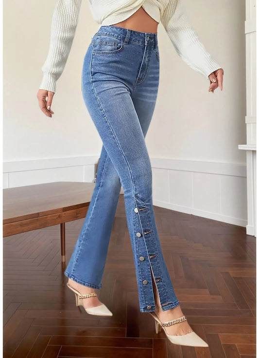 Jean évasé Y2k pour femme, pantalon en Denim d'inspiration Vintage, Look élégant, tissu extensible, lavable en Machine, Style rétro MAEJORKEN
