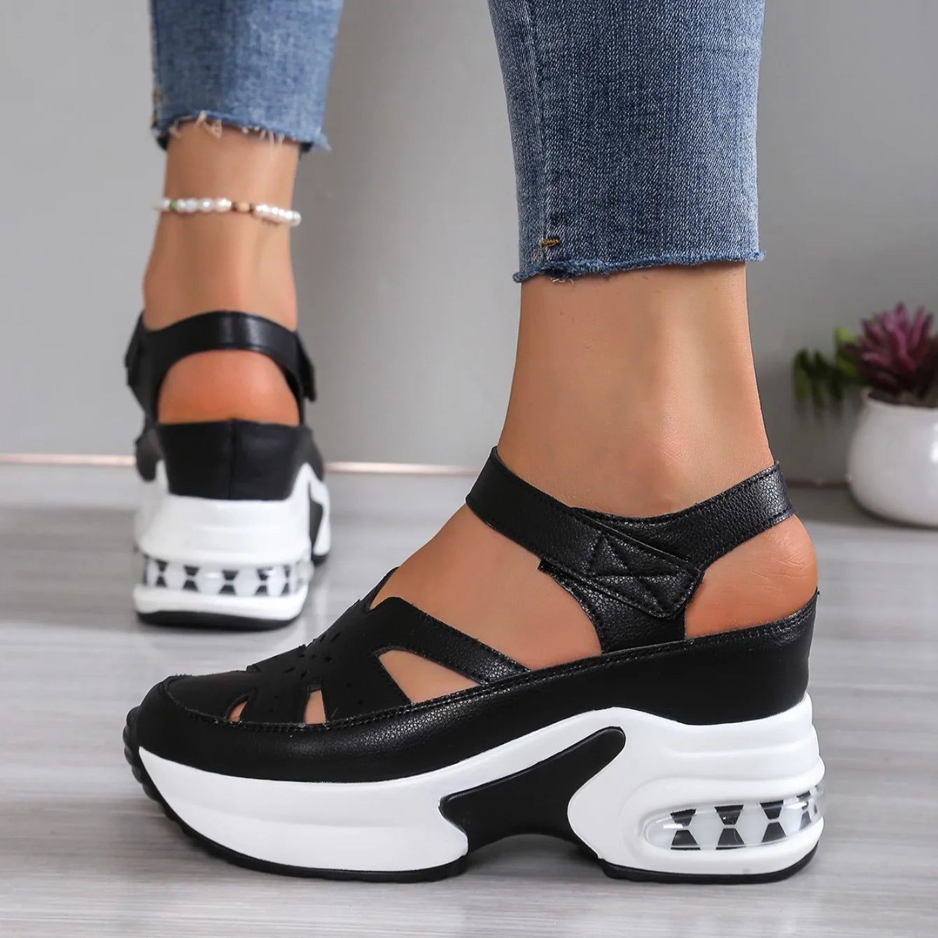 Sandales d'été à bout fermé pour femmes, chaussures décontractées, grande taille, ajourées, légères, confortables, à plateforme, nouvelle collection MAEJORKEN