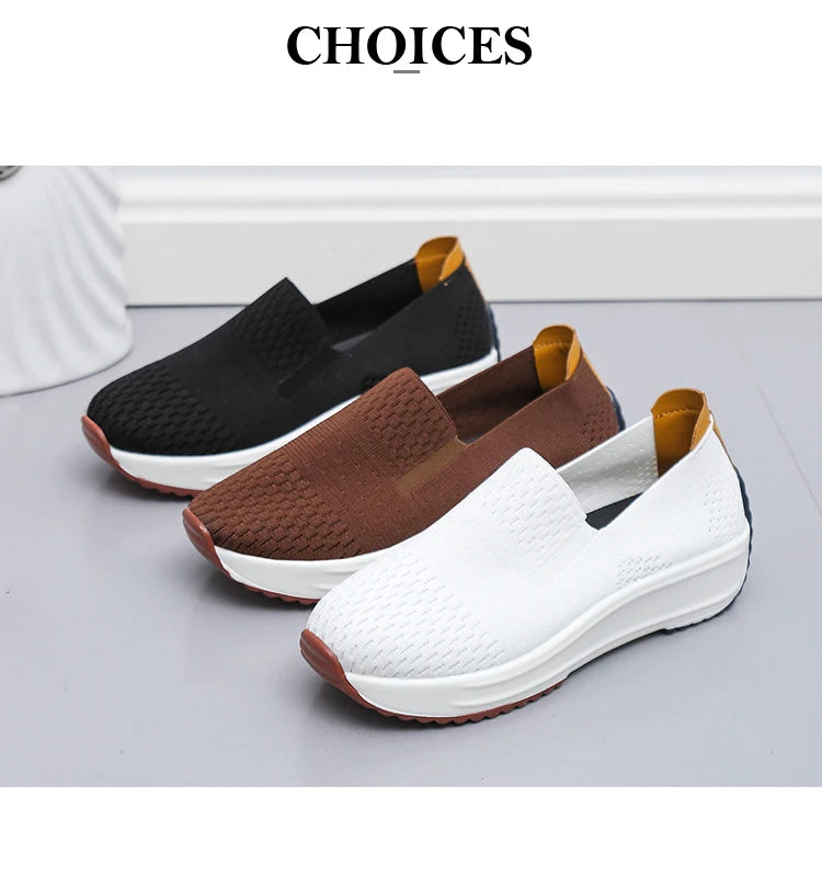 Baskets d'extérieur en maille respirante pour femmes, chaussures plates à enfiler, chaussures de Jogging légères à semelle compensée, mocassins d'été à semelle souple MAEJORKEN