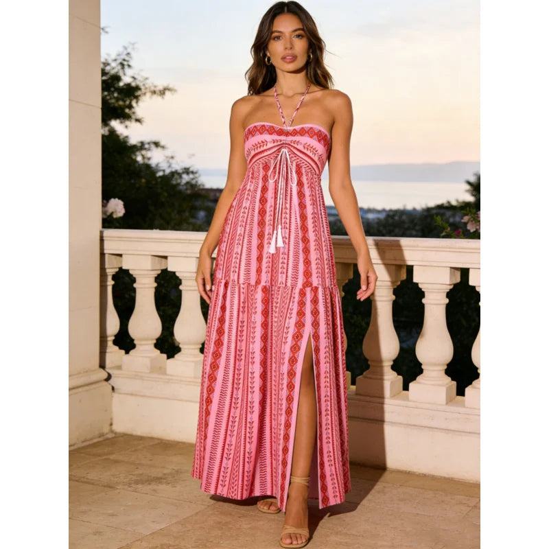 Robe de plage à cordon de serrage dopamine pour femmes grandes tailles, mode européenne et américaine, robe de plage dos nu MAEJORKEN