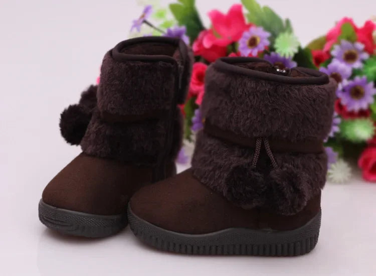 Bottes de neige pour filles, confortables, épaisses et chaudes, pour enfants, boule épaisse, mignonnes, chaussures de princesse, automne, 2023 MAEJORKEN