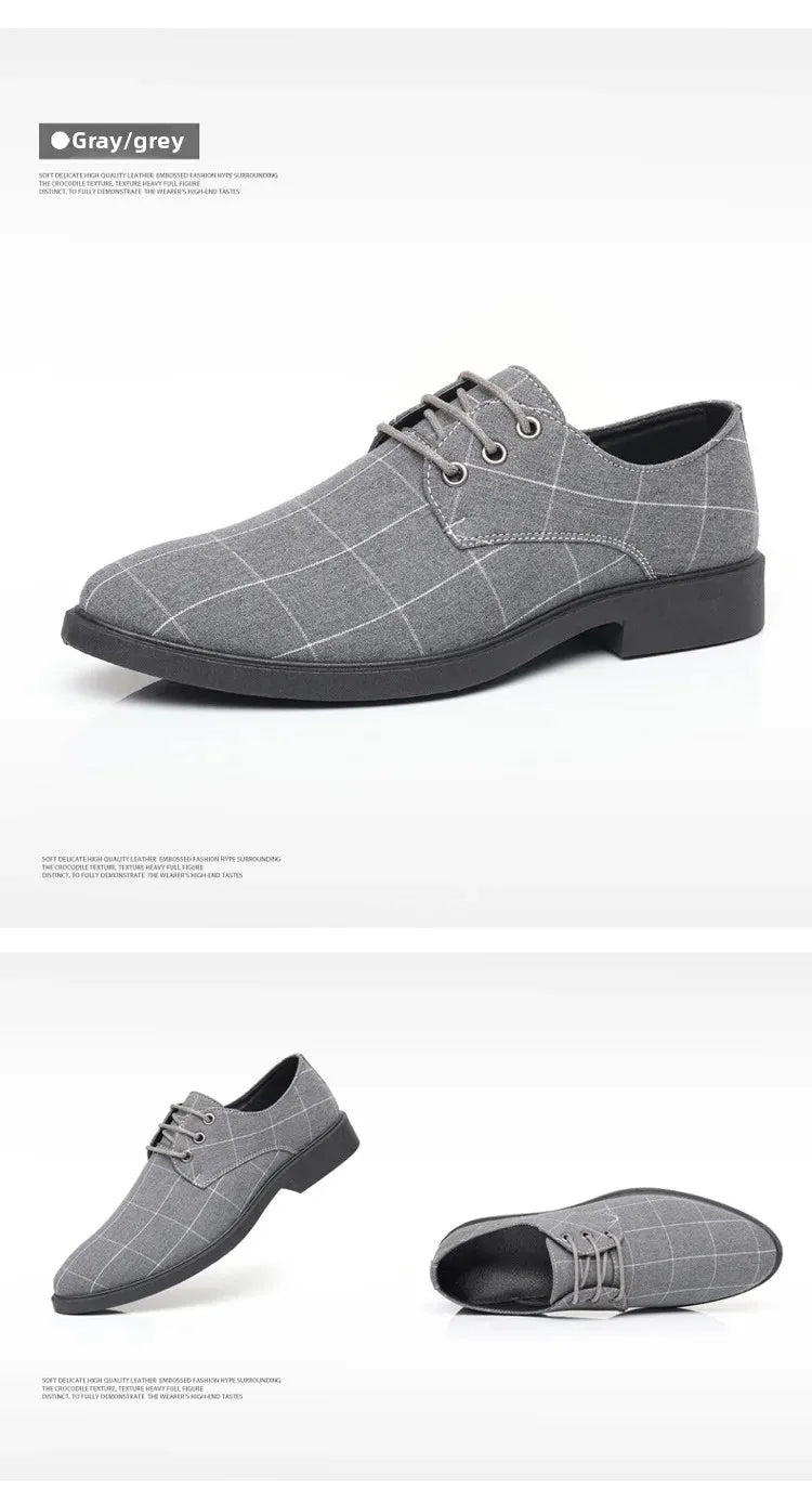 Chaussures d'affaires décontractées pour hommes printemps automne loisirs britanniques toile à lacets chaussures formelles respirant bout rond semelle extérieure en PVC MAEJORKEN