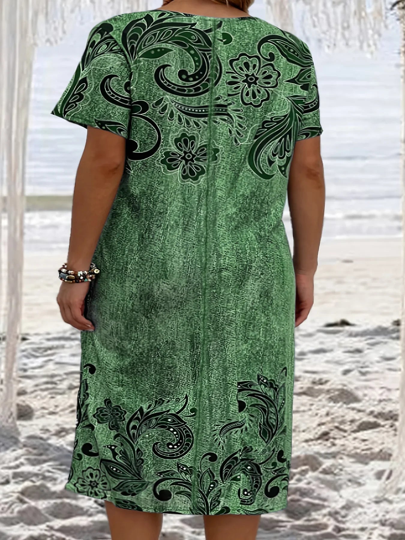 Robe mi-longue pour femmes, grande taille, ample, col rond, Vintage, imprimé, poches, décontractée, robe de soirée, été, 20224, XL-6XL MAEJORKEN