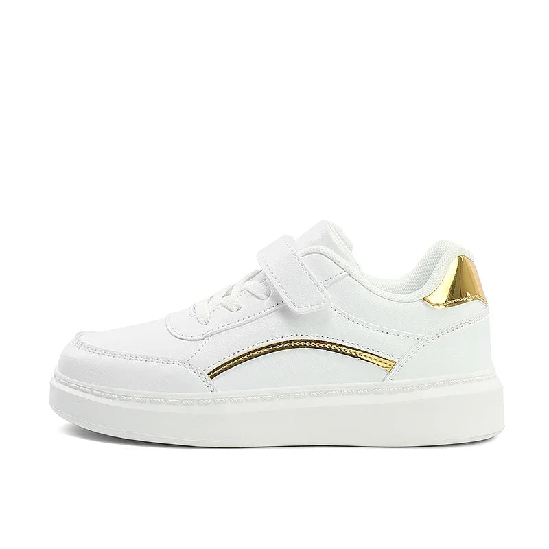 Baskets blanches en cuir PU pour enfants, chaussures de sport décontractées pour garçons, chaussures de Skate d'école de luxe, baskets de Tennis d'automne pour garçons MAEJORKEN