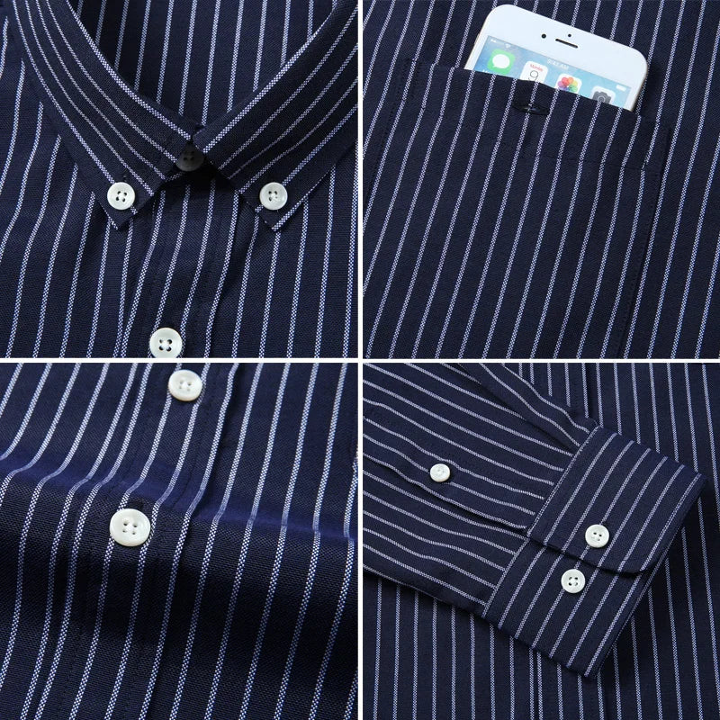 Chemise homme bleu rayé Oxford coton flanelle grande taille 5XL 6XL 7XL 8XL 10XL élégant bureau surdimensionné manches longues mince rouge blanc MAEJORKEN