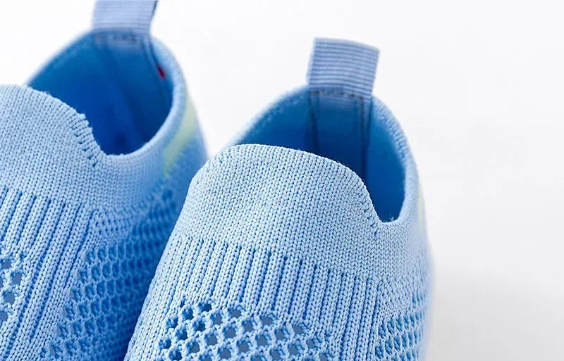 Printemps été enfant en bas âge chaussures respirant tricoté enfants baskets garçons sans lacet chaussures de Tennis filles doux antidérapant école chaussures décontractées MAEJORKEN