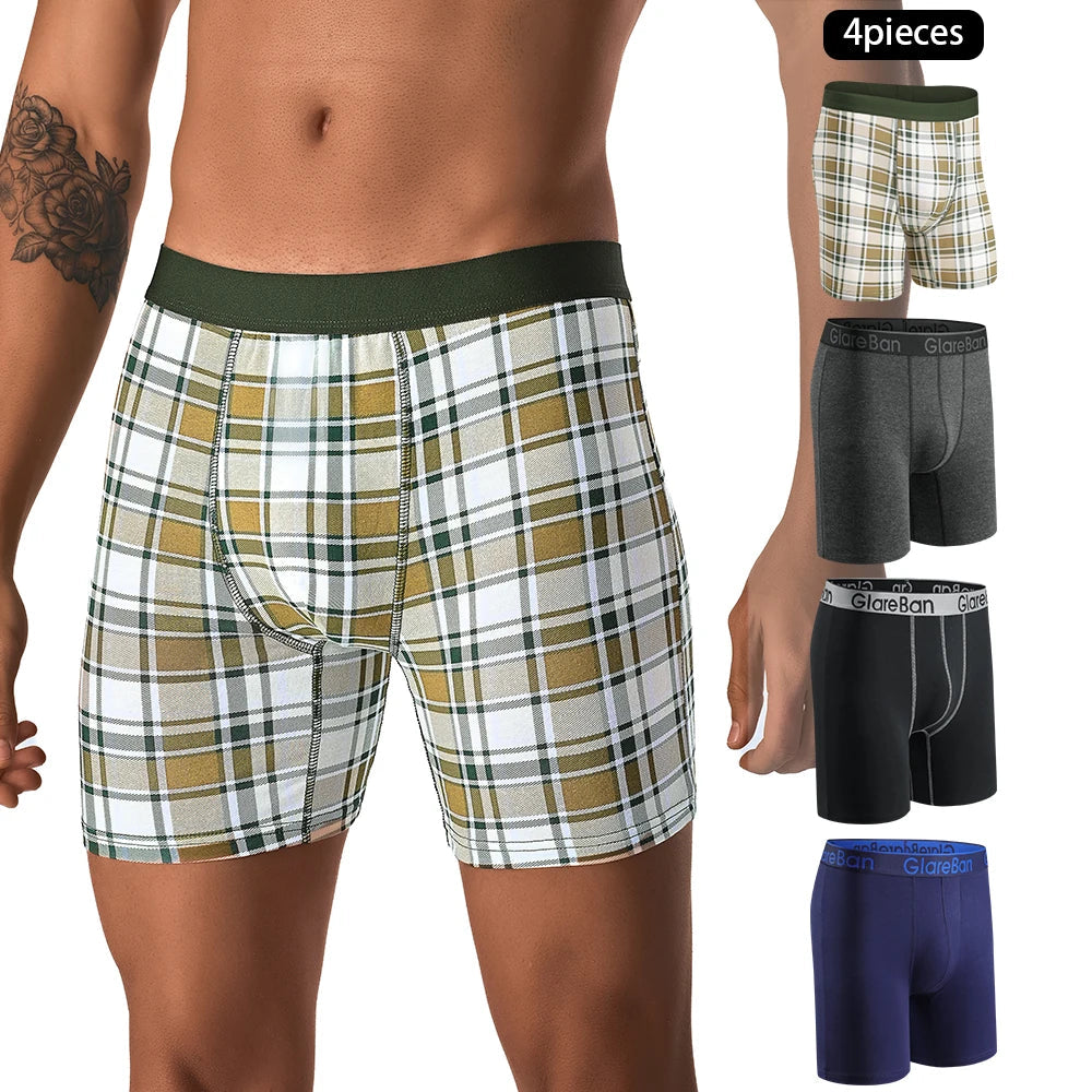 4 pièces ensemble mi-long Boxer Shorts sous-vêtements masculins coton respirant hommes caleçons pour hommes Homme Boxershorts glisse culotte douce MAEJORKEN