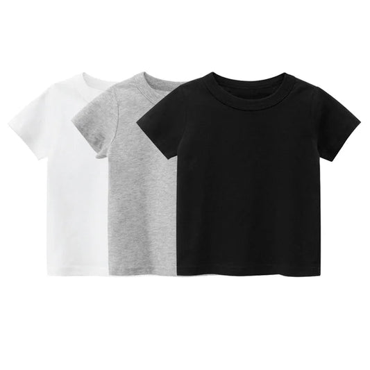 Été coton garçons t-shirt à manches courtes blanc t-shirt pour fille couleur unie Simple vêtements pour enfants T-Shirts pour enfants hauts MAEJORKEN