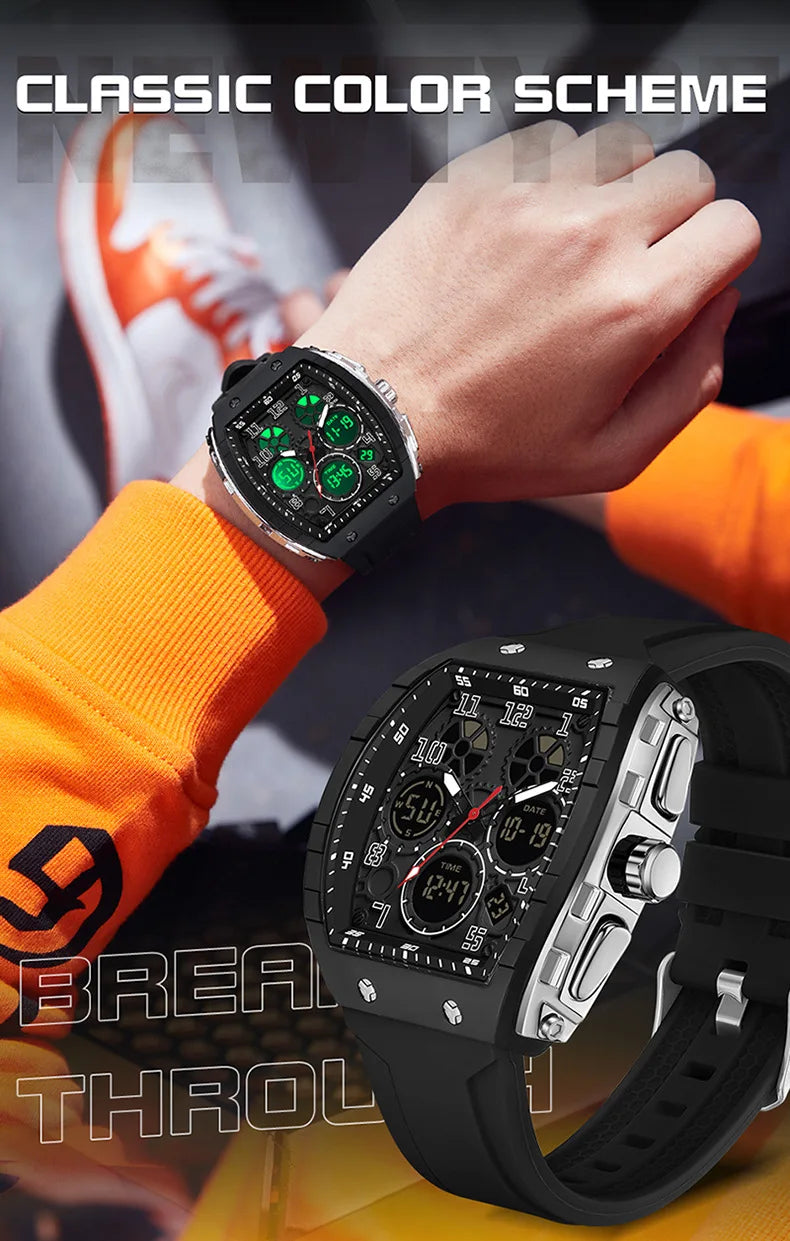 2025 marque hommes montre électronique montre numérique multifonctionnel réveil mode tendance Silicone étanche mâle mode horloge MAEJORKEN