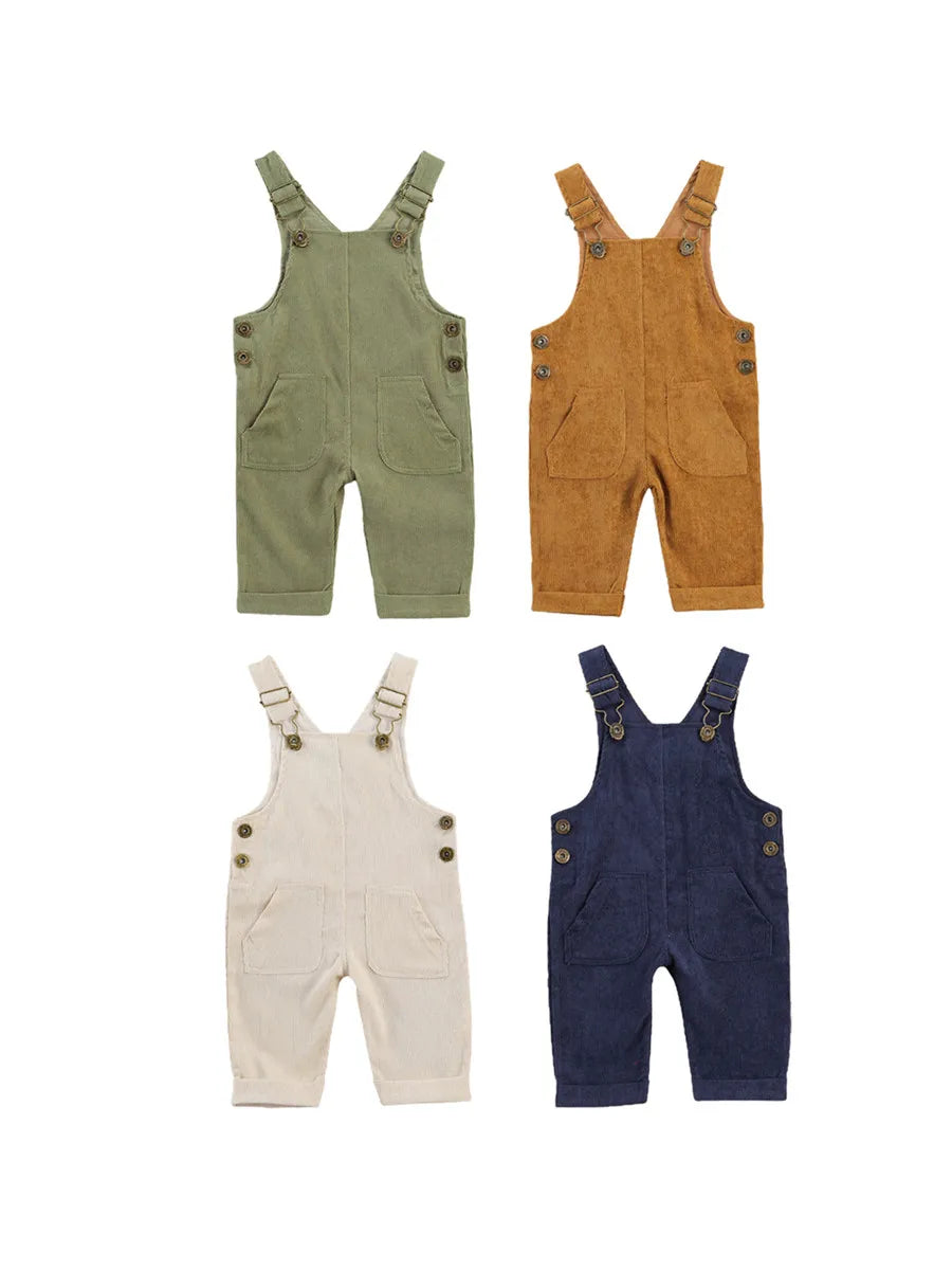 Combinaison pantalon à bretelles unisexe pour bébé de 0 à 24 mois, avec boutons, couleur unie, pour tout-petits garçons et filles MAEJORKEN