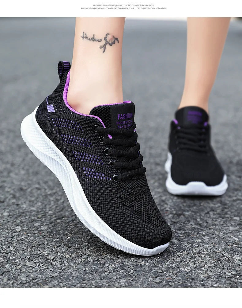 Litfun femmes chaussures de sport décontractées mode femme fond souple baskets respirant maille chaussures de course loisirs chaussures plates légères MAEJORKEN
