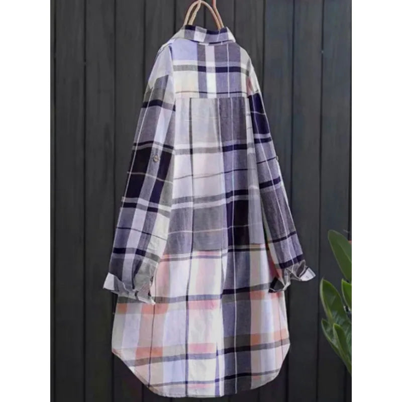Chemise à carreaux à revers manches longues  du 1XL au 5XL