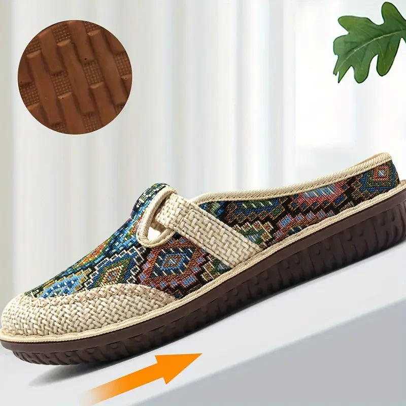 Mules style bohème pour femme, à bout ouvert, antidérapantes, décontractées, à bout rond MAEJORKEN