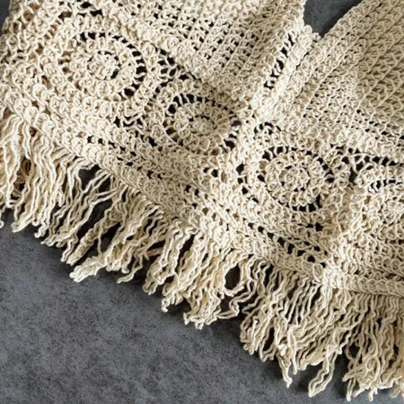 Soutien gorges de maillot de bain de plage sexy pour femmes, dos nu, col licou, crochet, tricot,  glaçure creuse, pompon, haut précieux MAEJORKEN