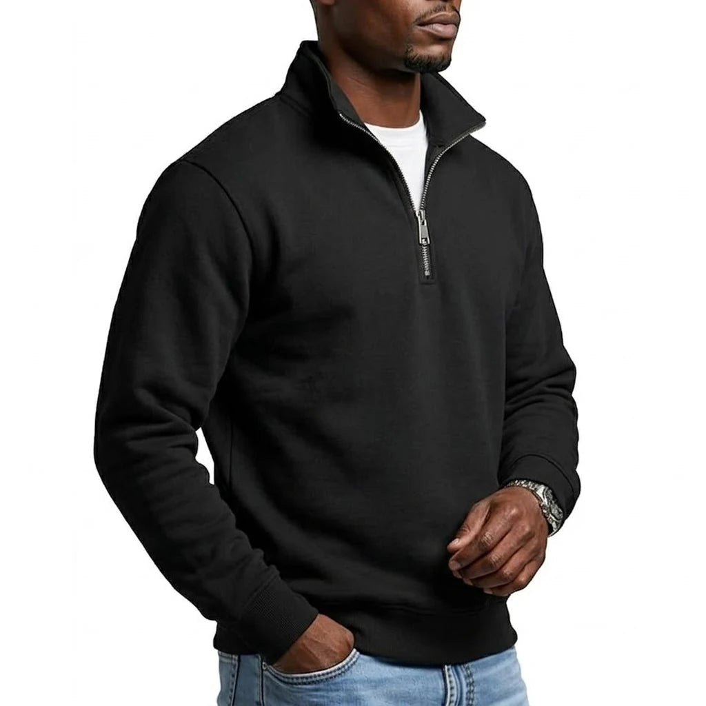 Sweat-shirt à fermeture éclair pour homme, idéal pour le sport et les activités de plein air, avec capuche et demi-zip, collection printemps-automne, couleur unie MAEJORKEN