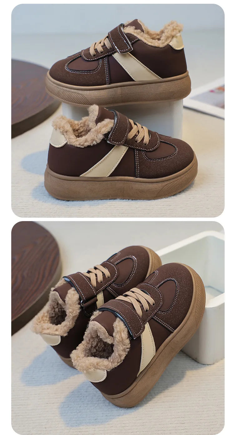 Chaussures chaudes d'hiver pour enfants, baskets en polaire, en coton, imperméables, en laine d'agneau, pour filles, 2025 MAEJORKEN