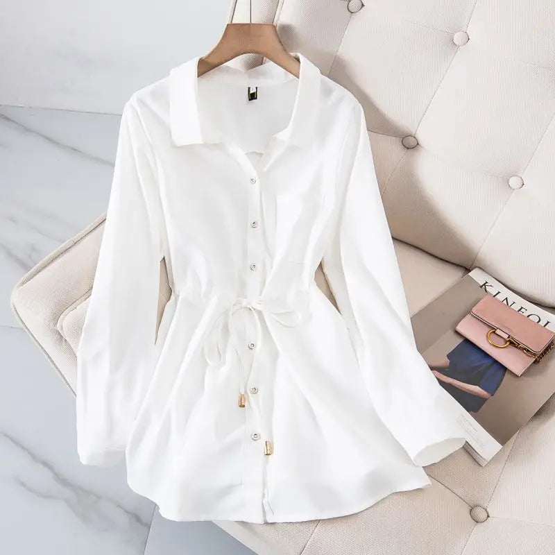 Chemise décontractée en mousseline de soie à manches longues du L au 3XL