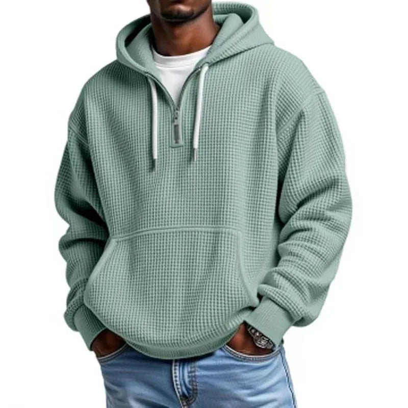 2025 printemps automne nouveaux hommes gaufre à capuche haut rue vacances manches longues sweat-shirt décontracté mode sortie quotidien homme à capuche MAEJORKEN