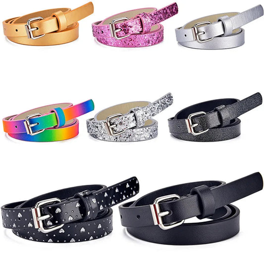 Nouvelle ceinture pour enfants mode paillettes ceinture mince tendance décontractée ceinture pour jeunes école primaire garçons et filles ceintures jean ceinture courte MAEJORKEN