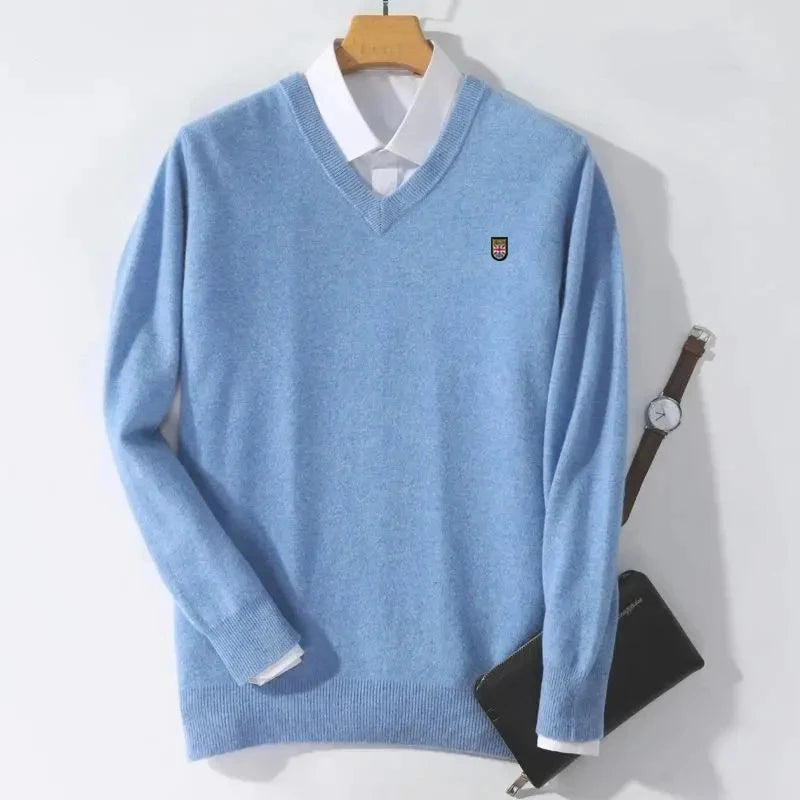 Pull en cachemire mélangé pour hommes, pulls à col en V, chemise d'automne et d'hiver, zones coréennes, 10 documents MAEJORKEN