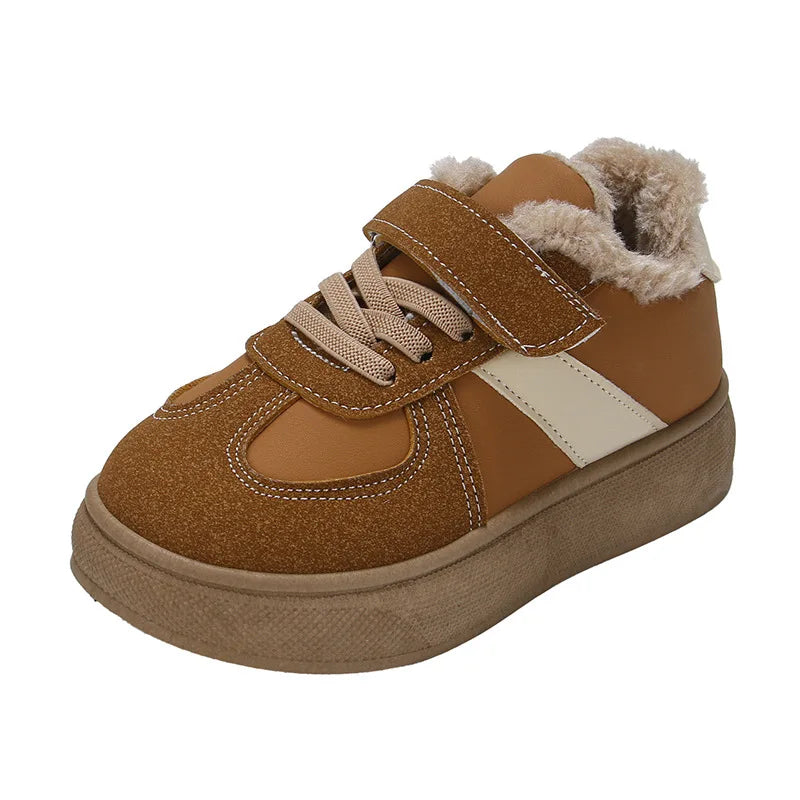Chaussures chaudes d'hiver pour enfants, baskets en polaire, en coton, imperméables, en laine d'agneau, pour filles, 2025 MAEJORKEN