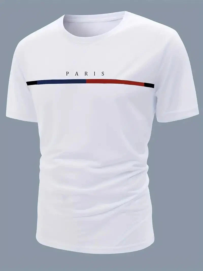T-shirt confortable pour hommes, T-shirt à motif imprimé sur le thème de Paris, vêtements d'été pour hommes, vêtements pour hommes MAEJORKEN