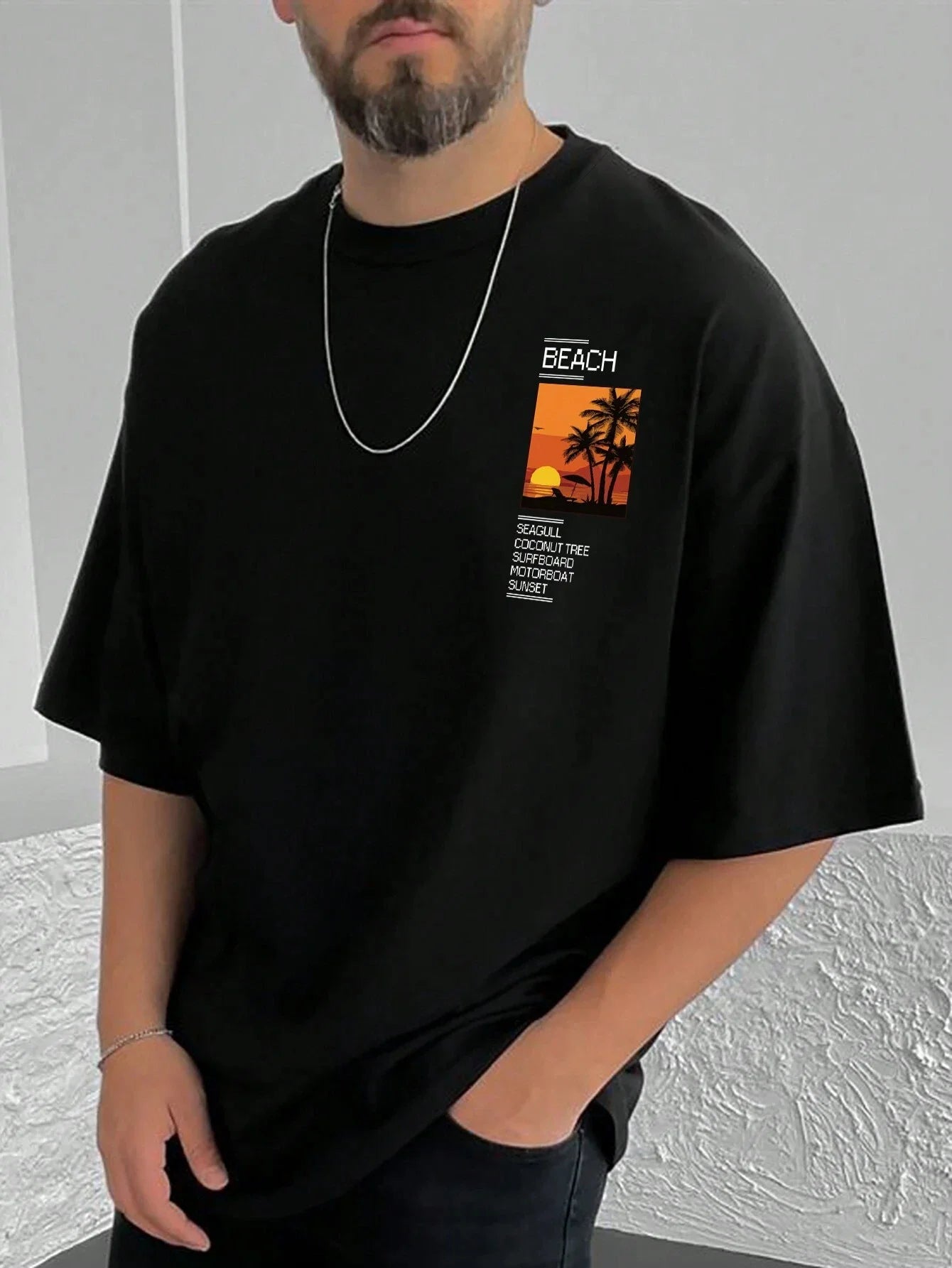 T-shirt manches courtes col rond homme, ample, 100% coton, été, imprimé graphique cocotier du XS au 2XL MAEJORKEN