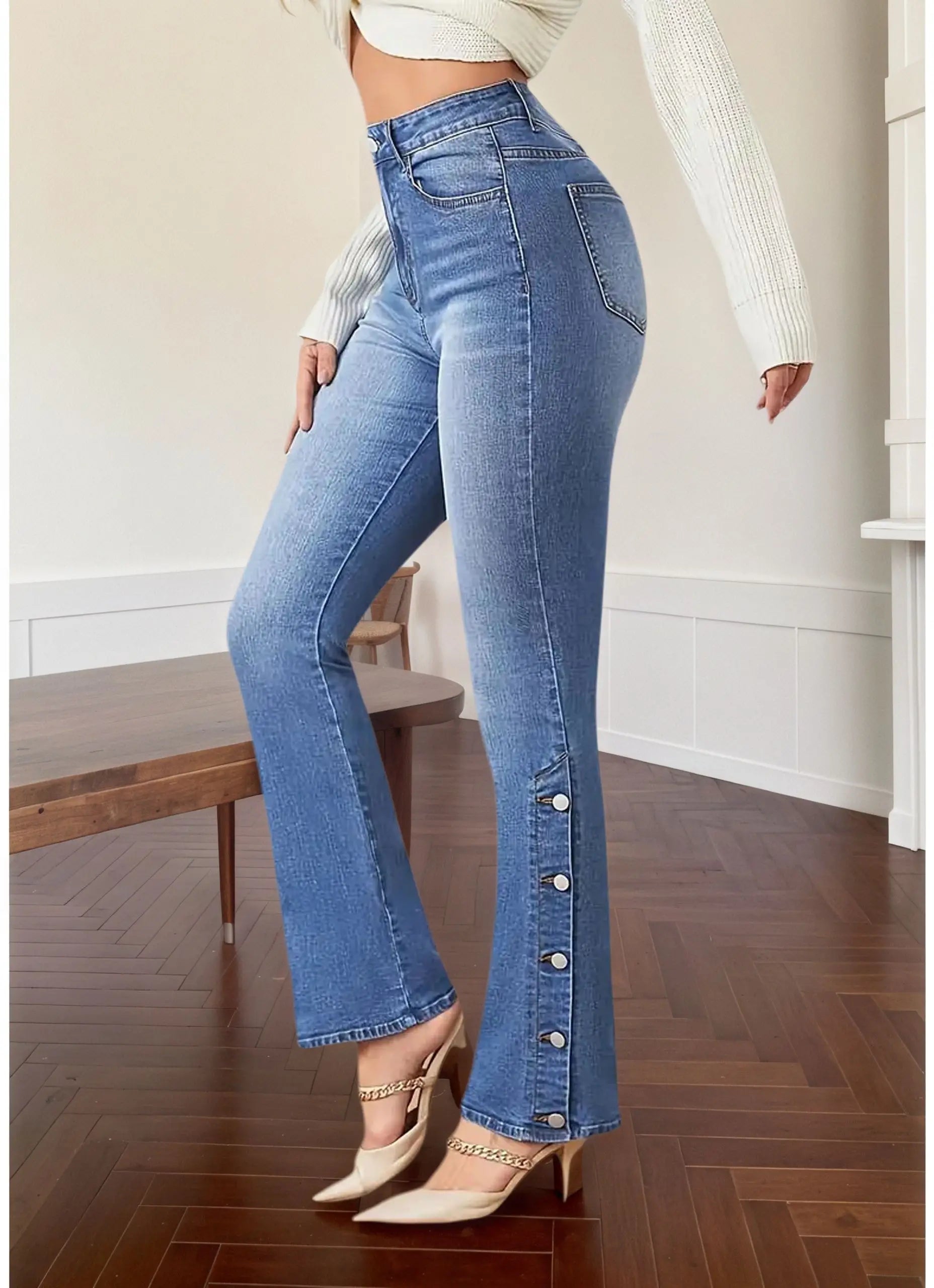 Jean évasé Y2k pour femme, pantalon en Denim d'inspiration Vintage, Look élégant, tissu extensible, lavable en Machine, Style rétro MAEJORKEN