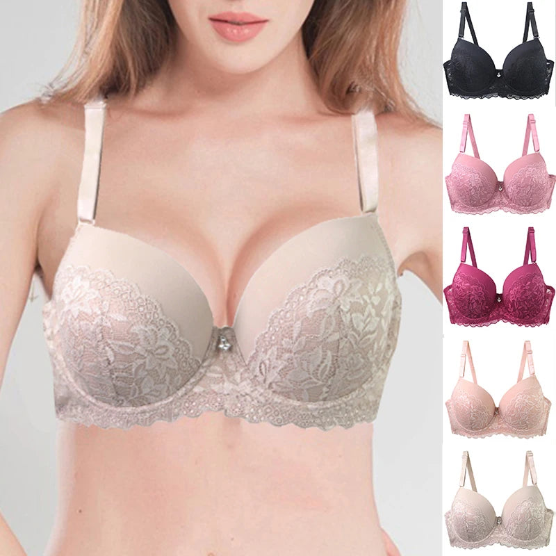 DaiNaFang soutien-gorge Push Up pour femmes respirant ascenseur dentelle garniture CDE tasse sous-vêtements noir rose kaki rouge grande taille Lingerie MAEJORKEN