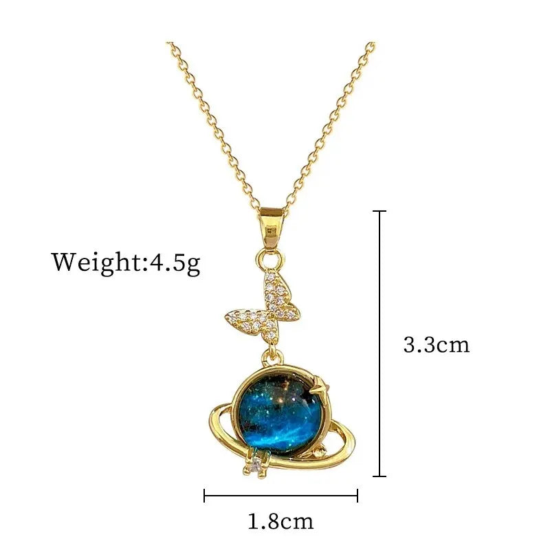 Collier de la série Star Series en acier au titane pour femme, pendentif planète lune et astronome, colliers de la présidence, cadeaux de bijoux, document doré, luxe abordable MAEJORKEN