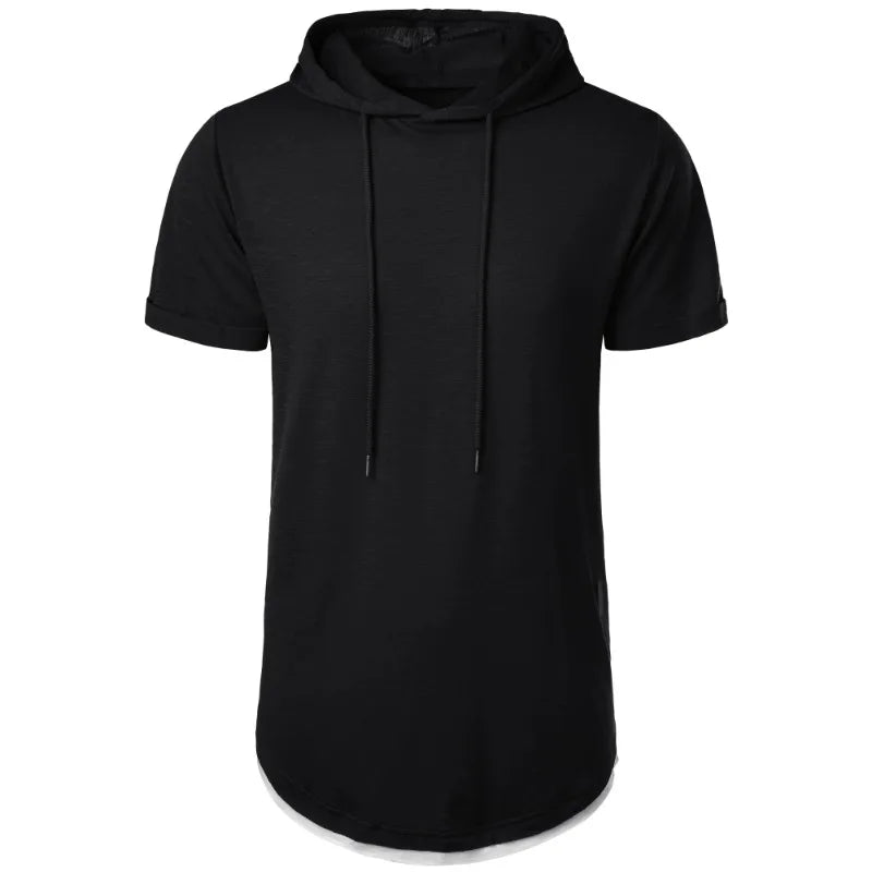 Sweat-shirt à capuche d'été pour hommes, T-shirt ample à manches courtes, couleur unie, léger, Fitness, col respirant, hauts MAEJORKEN