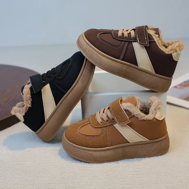 Chaussures chaudes d'hiver pour enfants, baskets en polaire, en coton, imperméables, en laine d'agneau, pour filles, 2025 MAEJORKEN