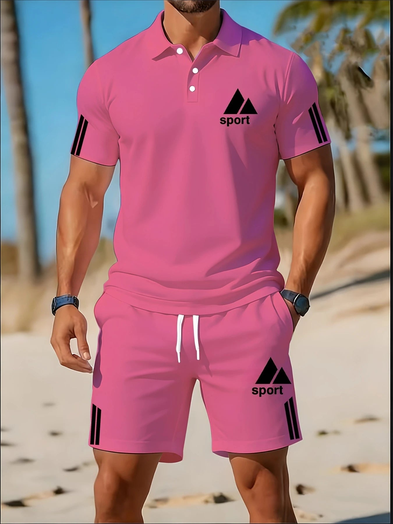 Ensemble de vêtements de sport décontractés pour hommes, polo à manches courtes + short d'été, ensemble de sport décontracté, ensemble respirant pour hommes MAEJORKEN