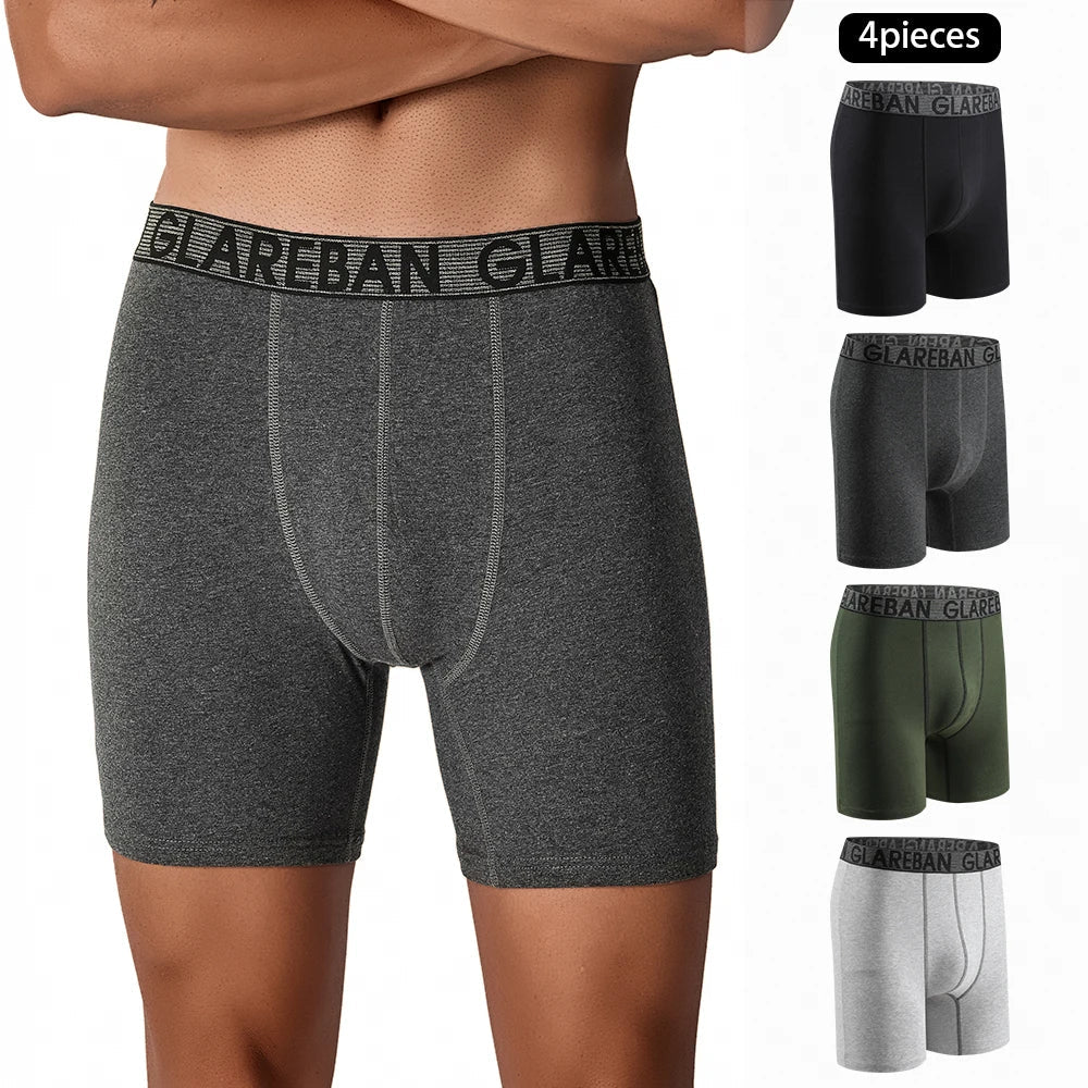 4 pièces ensemble mi-long Boxer Shorts sous-vêtements masculins coton respirant hommes caleçons pour hommes Homme Boxershorts glisse culotte douce MAEJORKEN