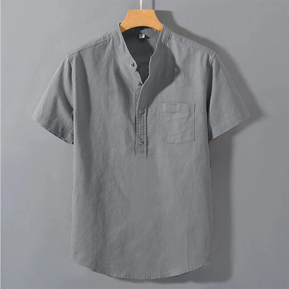 T-shirt d'été à manches courtes pour hommes, couleur unie, Design de poche, chemises à boutons, vêtements quotidiens de rue, Style Simple et confortable MAEJORKEN