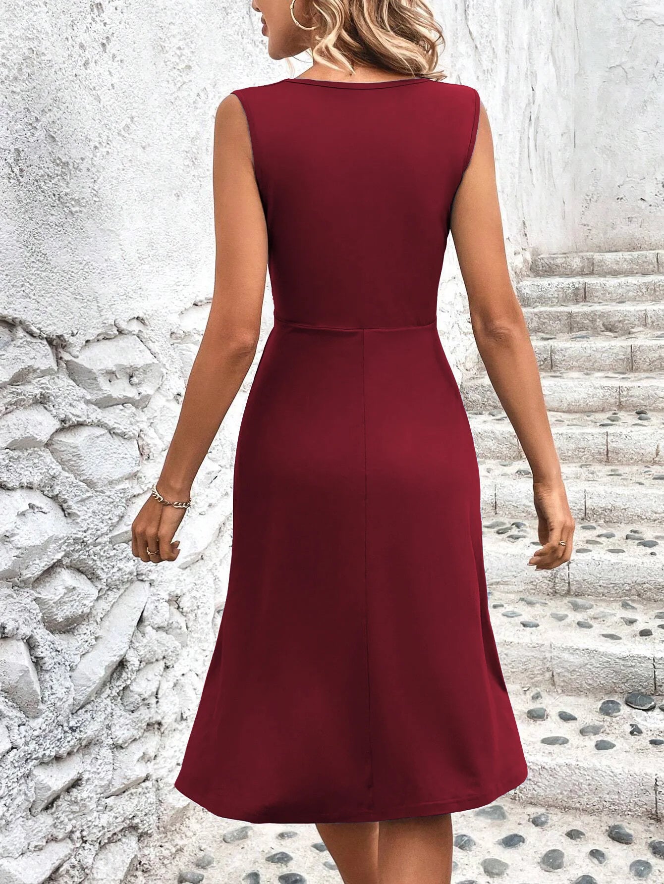 Couleur unie décontracté mince robes courtes pour les femmes 2025 mode été femmes a-ligne robe Midi élégant Vintage robes féminines MAEJORKEN