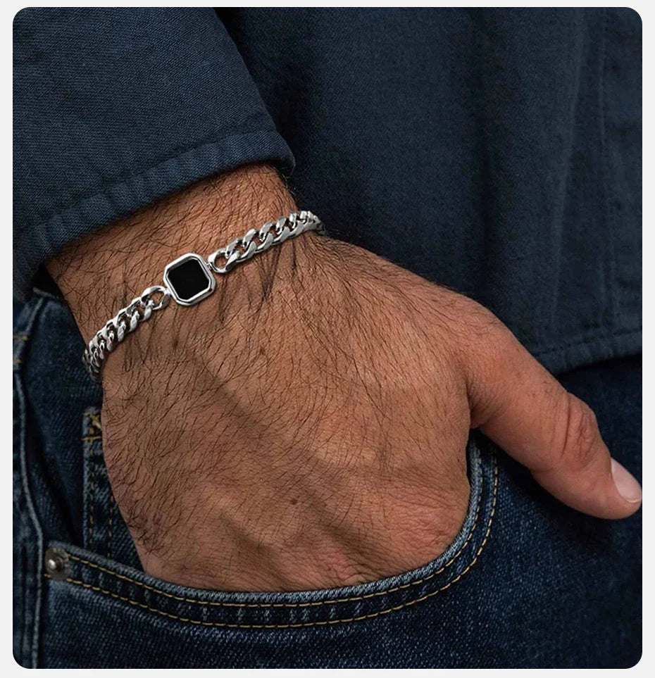 Bracelet tendance pour hommes, Bracelet à chaîne cubaine en acier inoxydable, cadeau de bijoux pour mari BBF fils MAEJORKEN