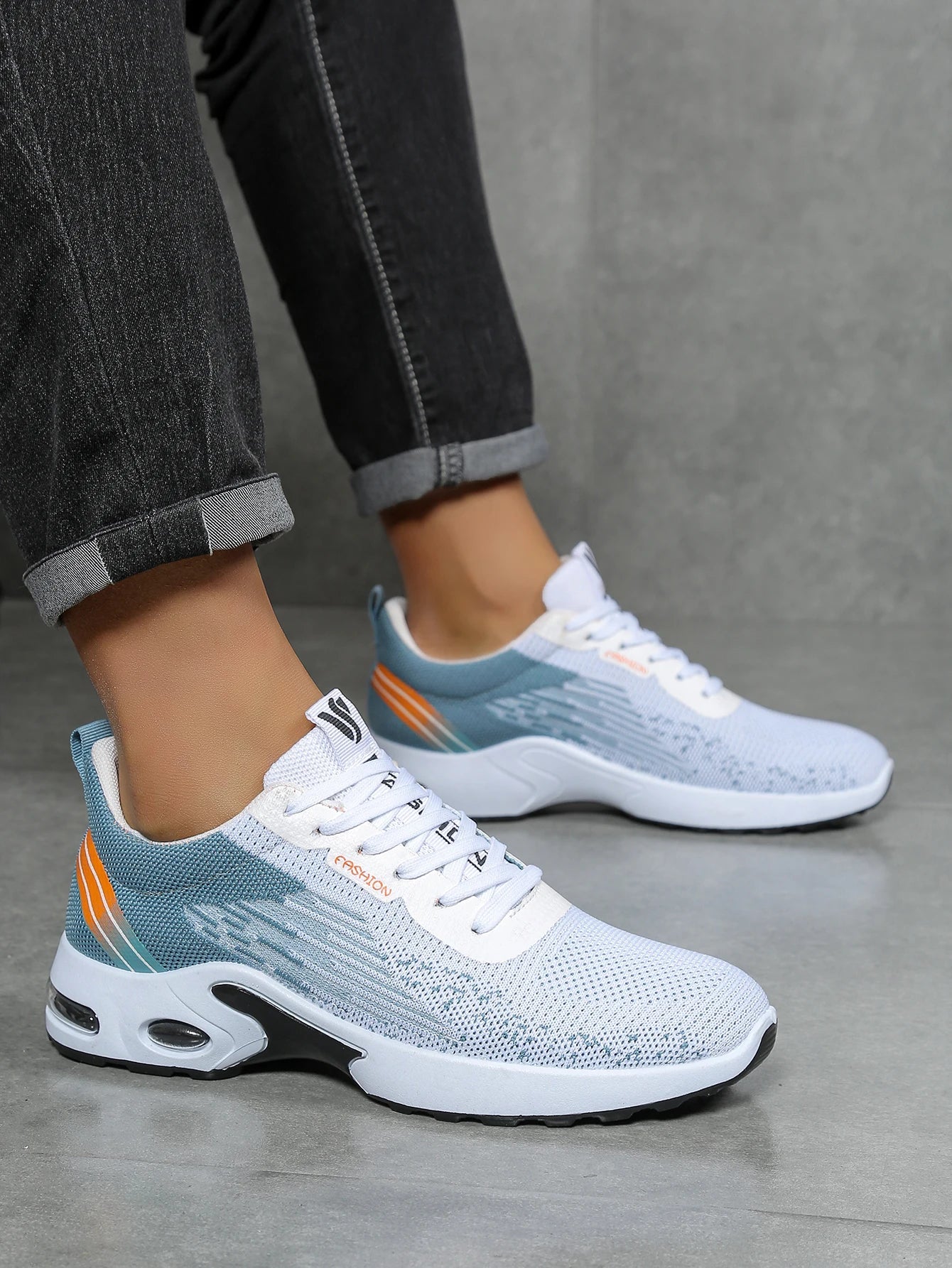 Chaussures pour hommes, chaussures décontractées pour hommes, maille respirante, chaussures de sport à la mode à coussin d'air, à semelles souples et à blocs de couleur MAEJORKEN