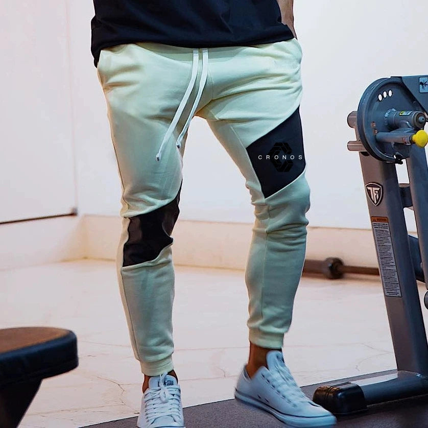 CRONOS GYM imprimer pantalon hommes pantalons de sport décontractés course entraînement Jogging vêtements de sport hommes Patchwork Joggers pantalons de survêtement pantalons longs MAEJORKEN