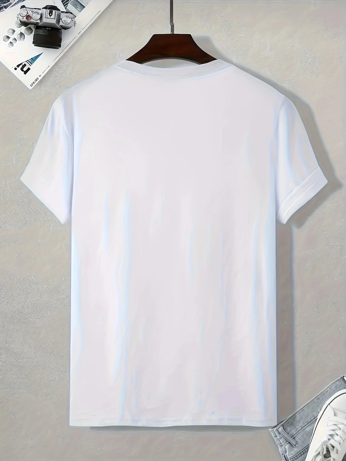 T-shirt manches courtes col rond pour hommes, décontracté, ample, grand motif de boussole imprimé, sport, confortable, été MAEJORKEN